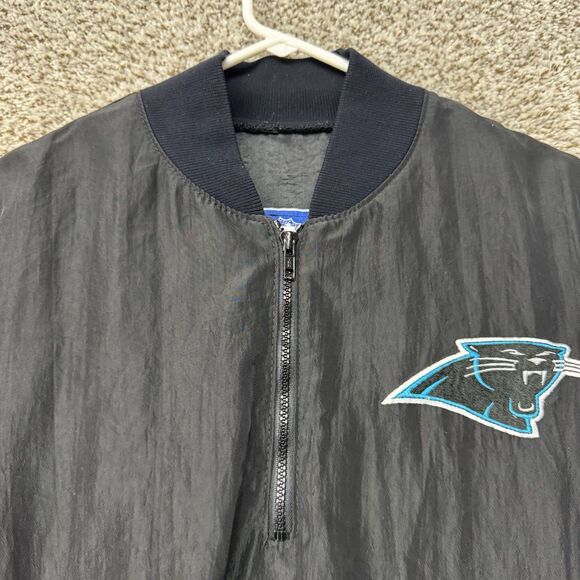 Vintage 90s Carolina Panthers Jacket Men Large Nylon Team NFL By Starter 1/4 Zip - Picture 2 of 15